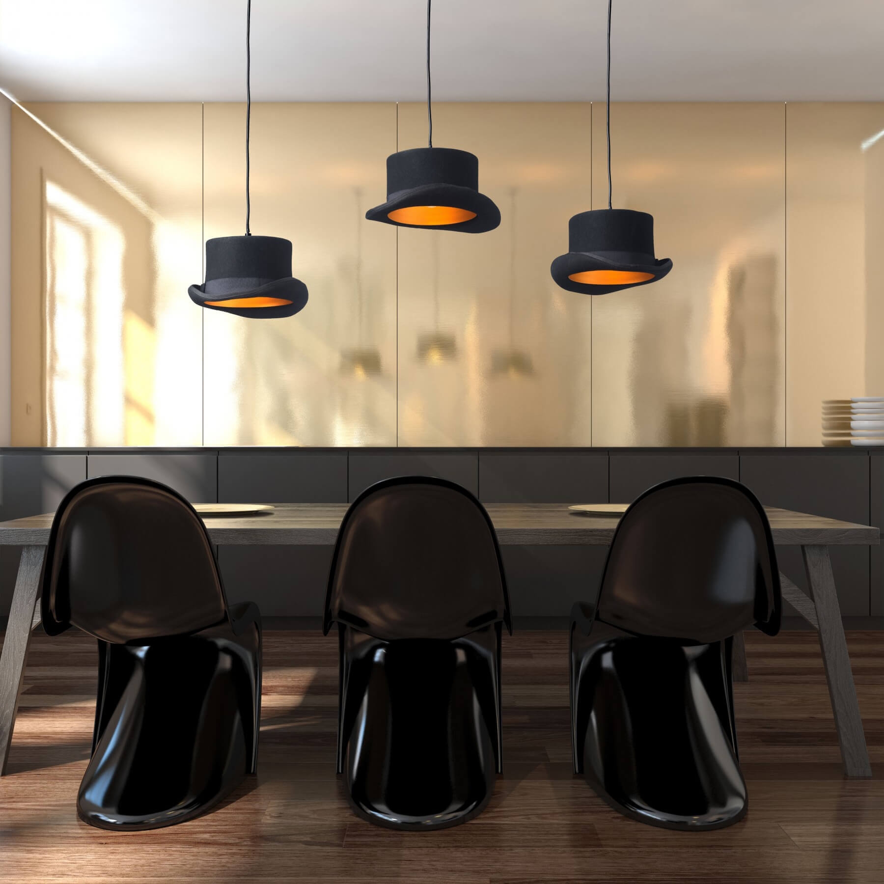 Black pendant light environmental view