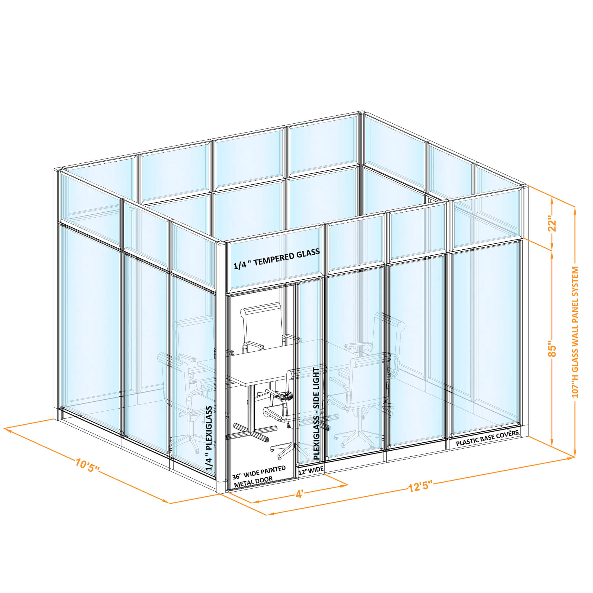 Conference room glass wall GWCR O 120x100x1070