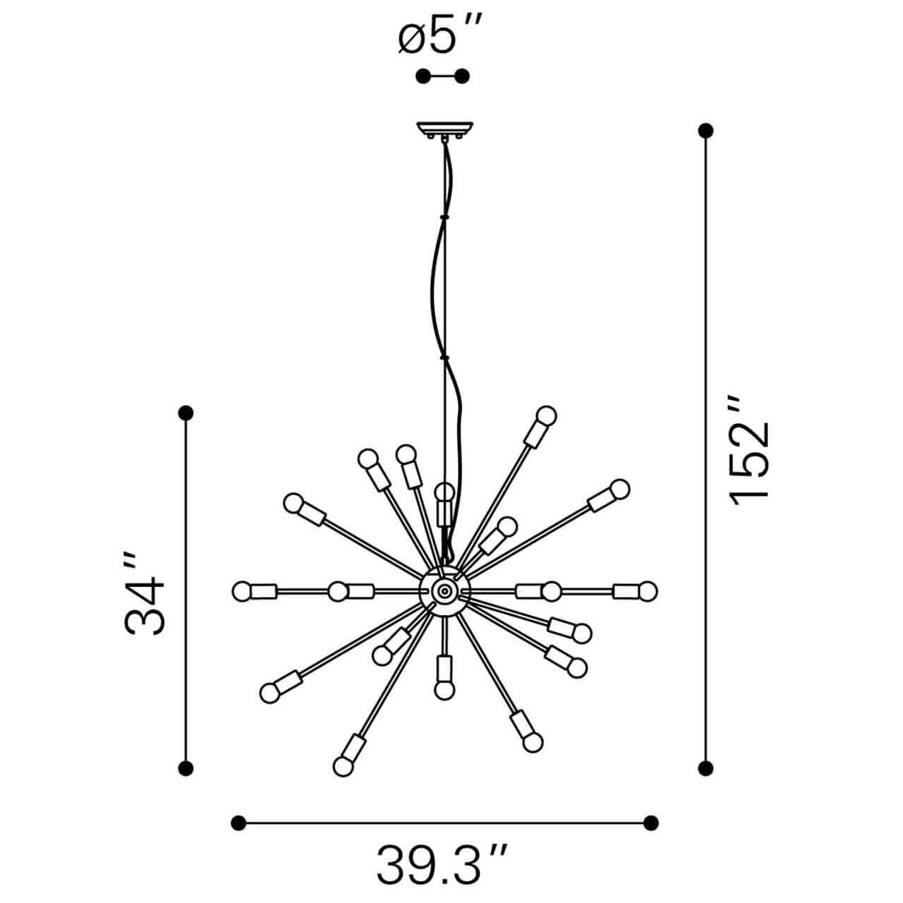 Contemporary kitchen lighting dimensions view