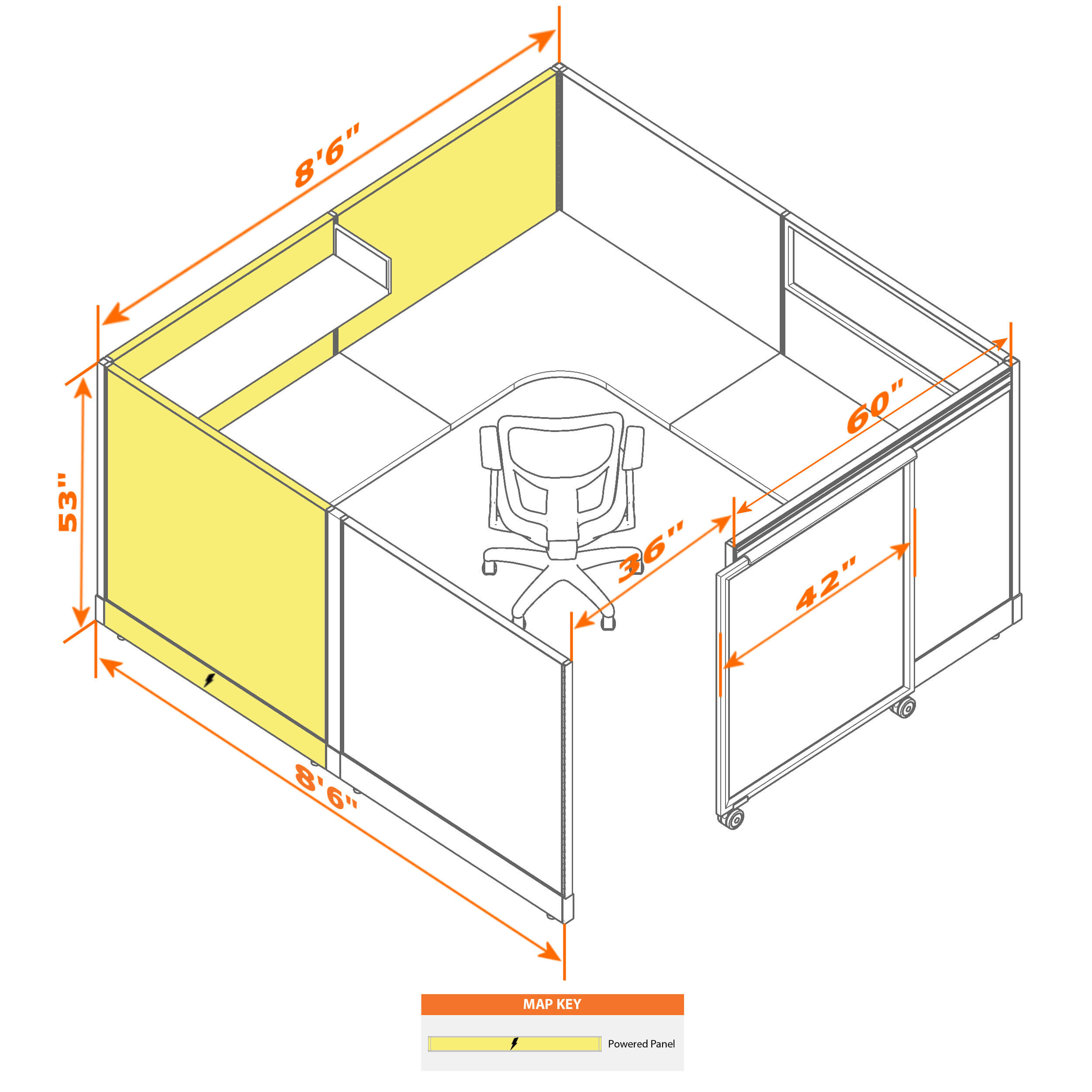 Cubicle with door 88 s