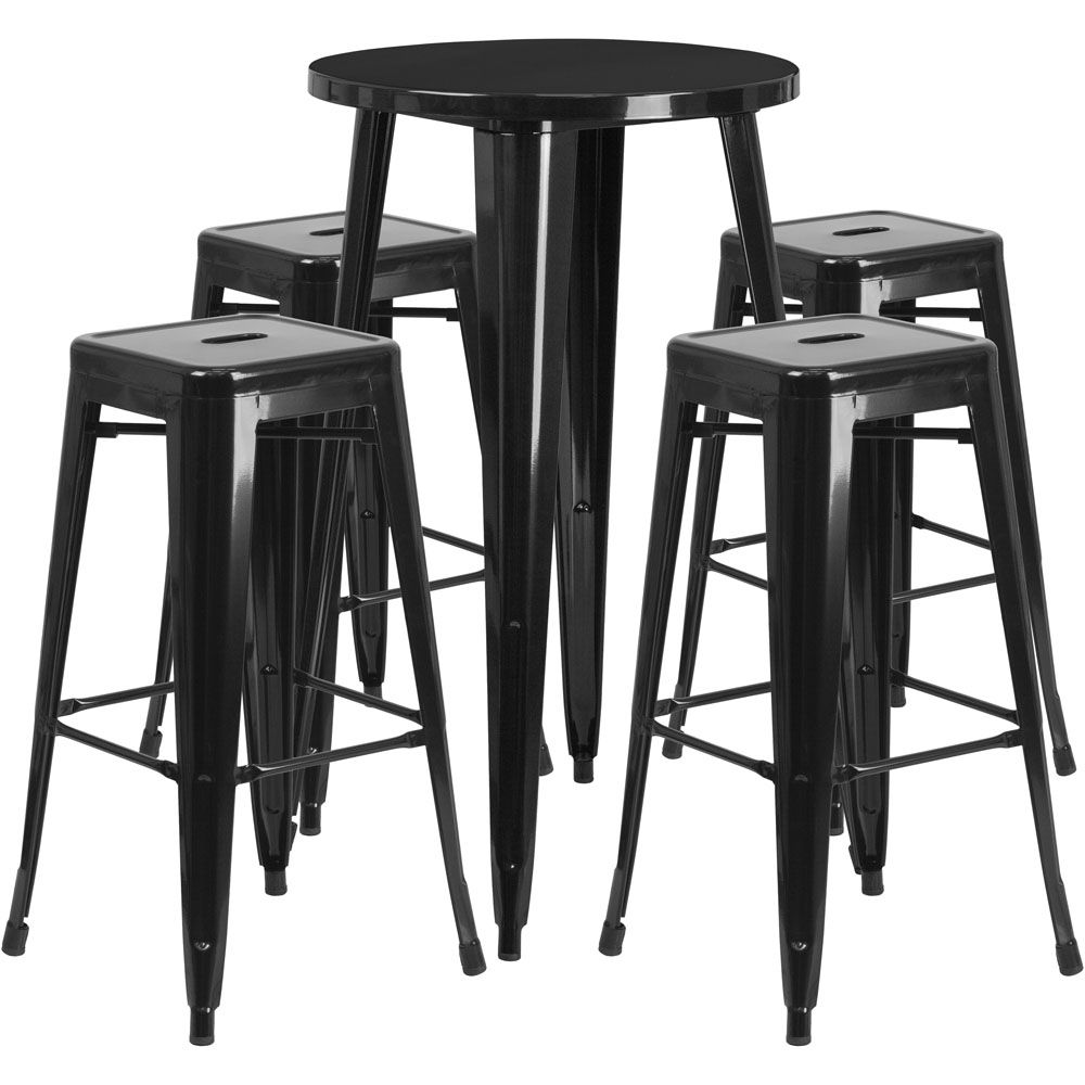 High top table set CUB CH 51080BH 4 30SQST BK GG FLA