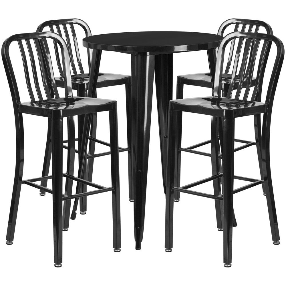 High top table set CUB CH 51090BH 4 30VRT BK GG FLA