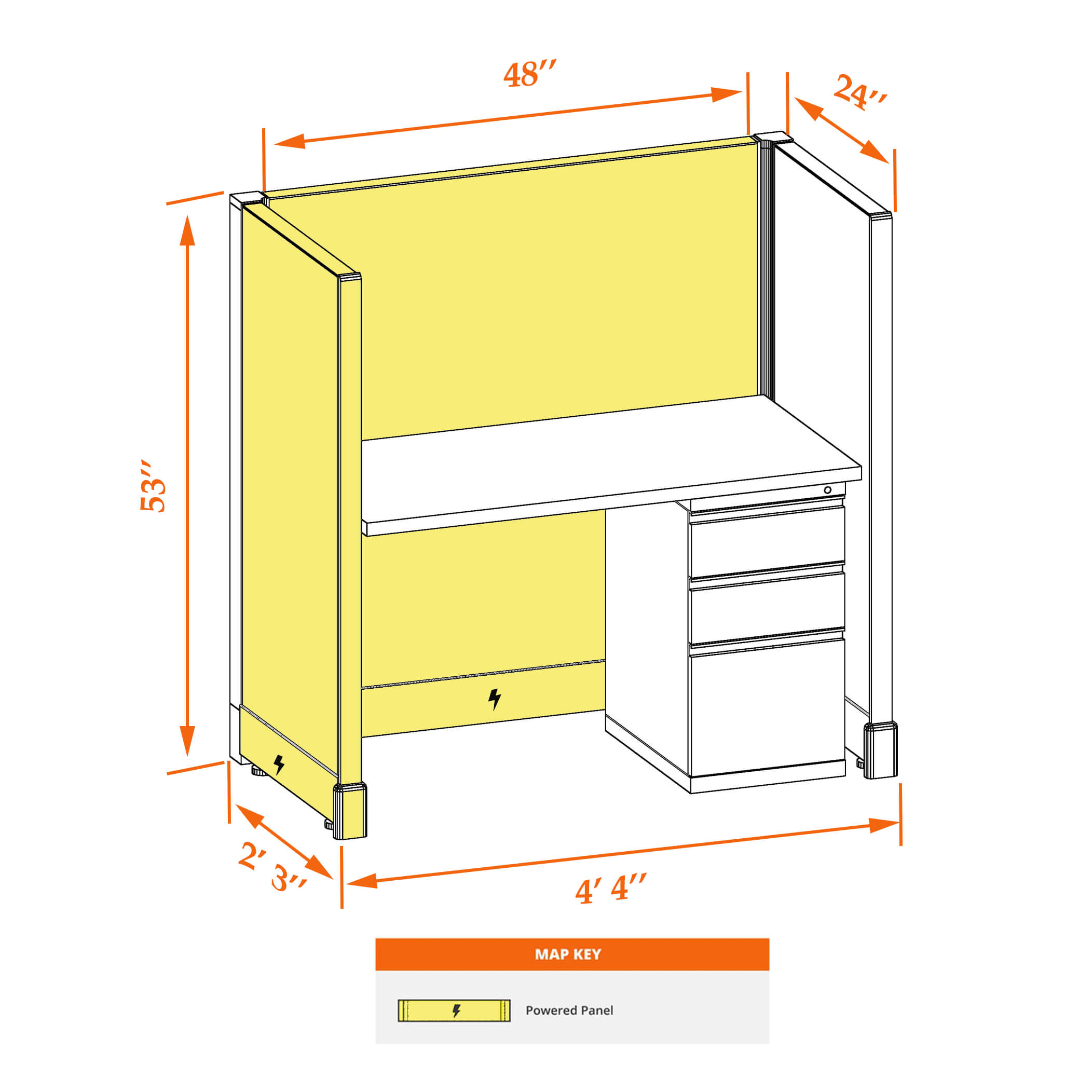 Hot desk CUB 1 53 P 24 WHT WH PSO