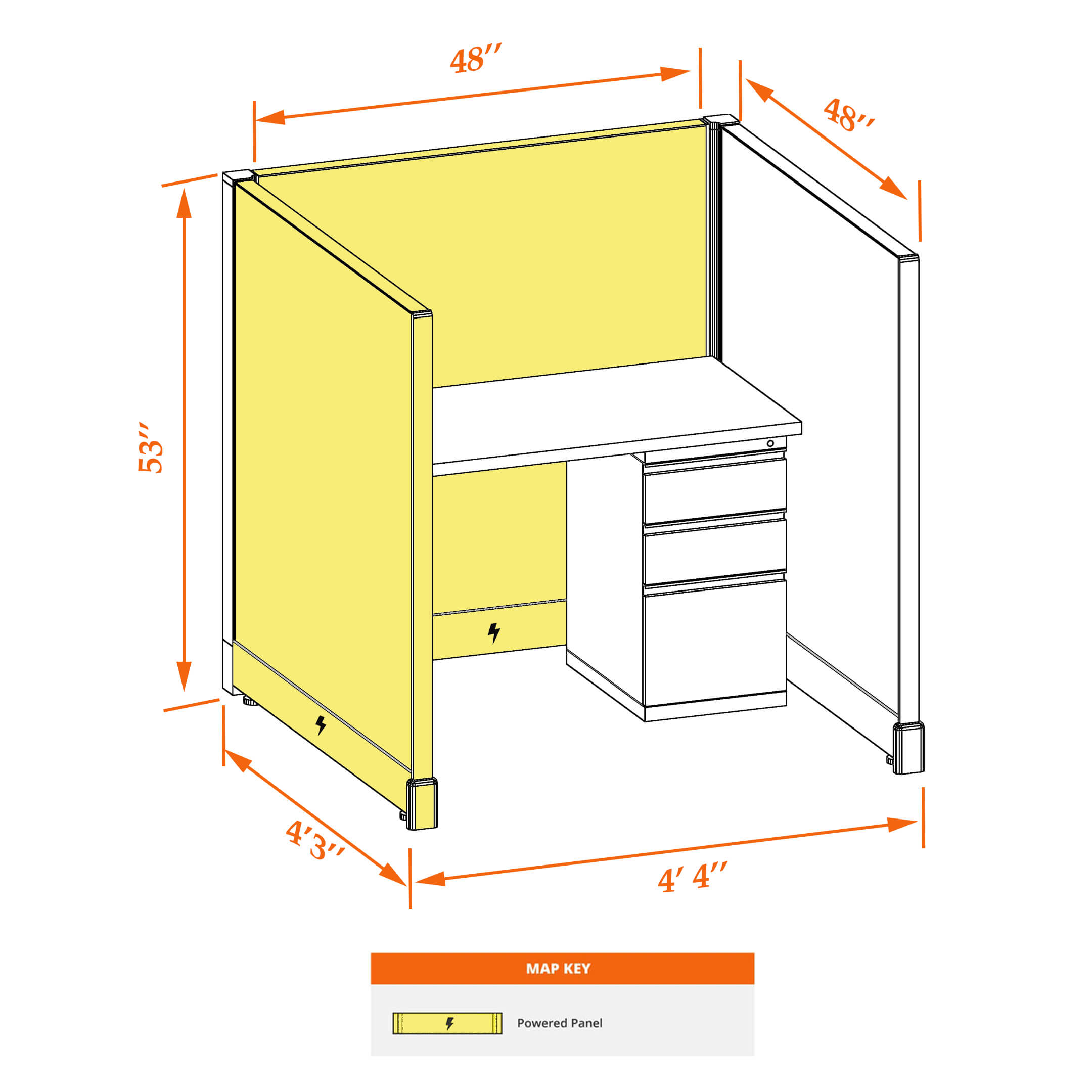 Hot desk CUB 1 53 P 44 WHT WH PSO