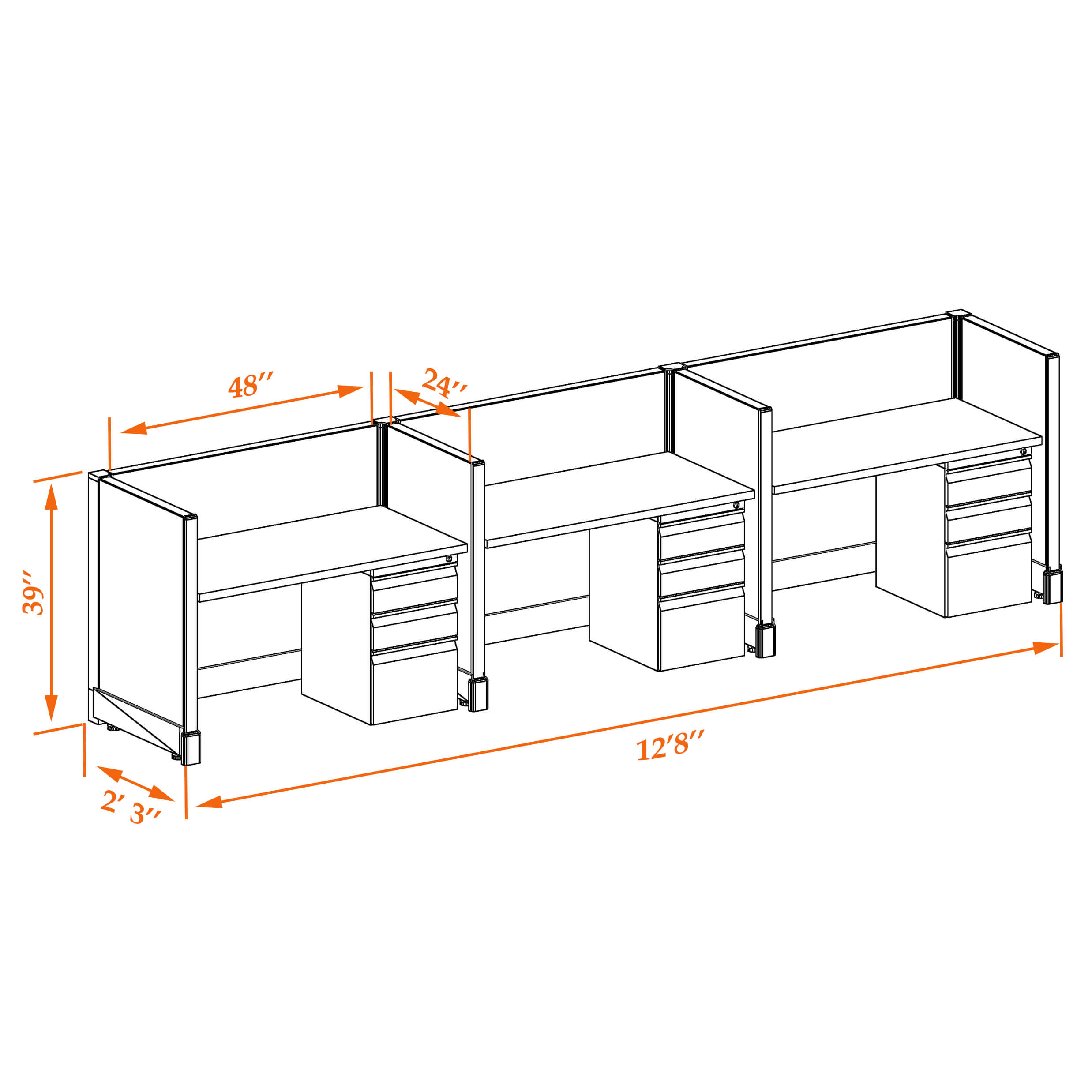 Hot desk CUB 3 39 24 WHT WH PSO