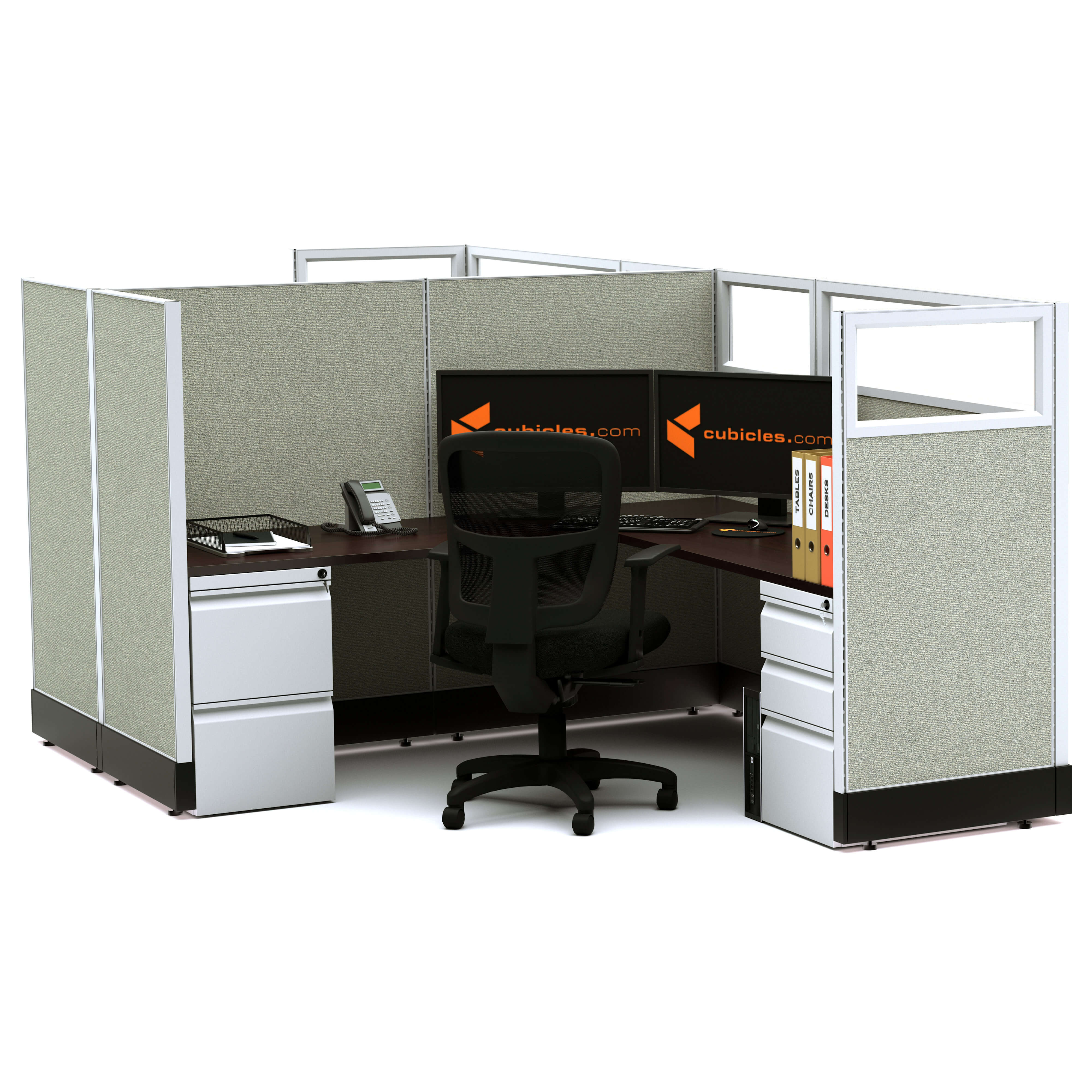 Modular office furniture partial glass office cubicles 53h 2pack cluster powered