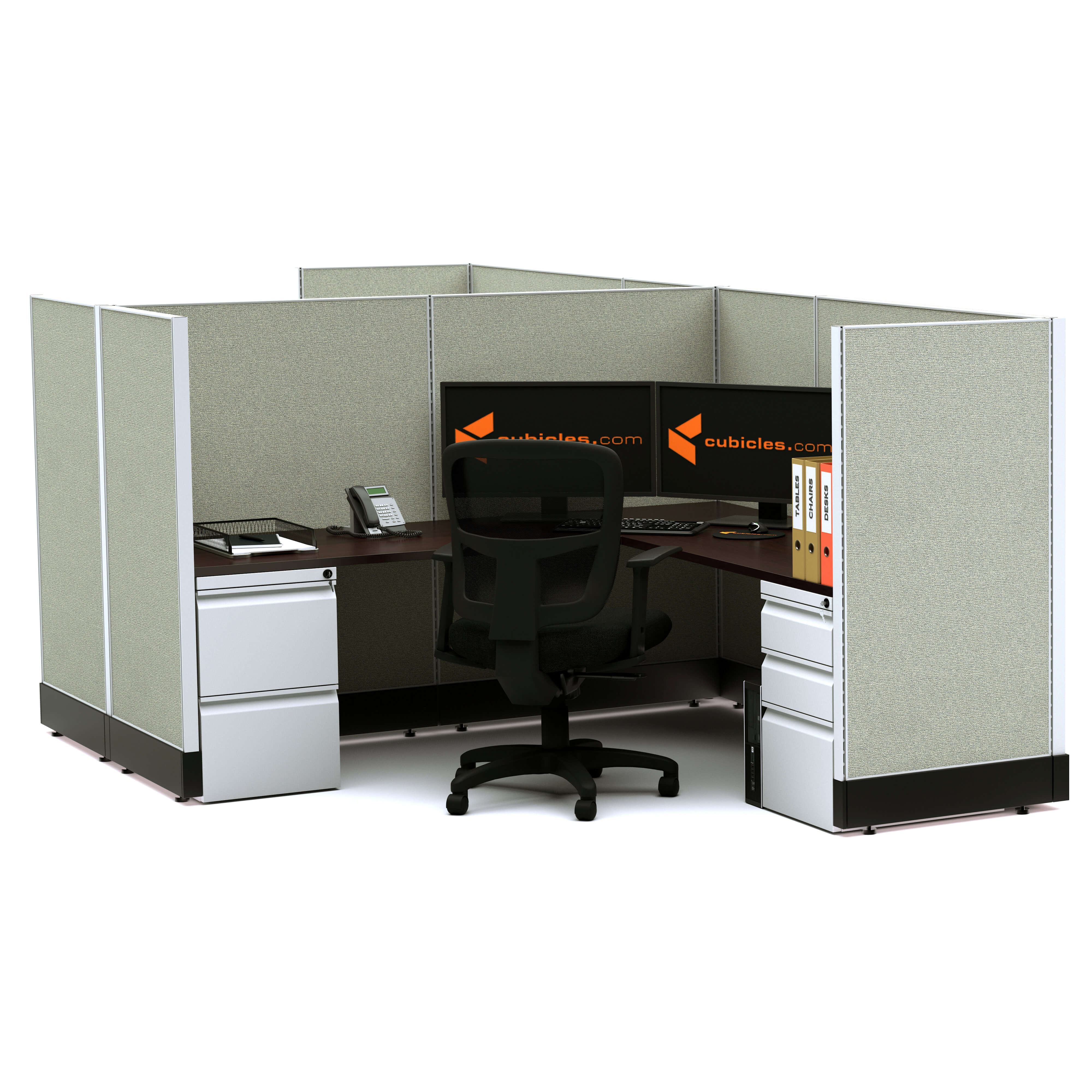 Modular office furniture workstation 53 2pack clustered pwoered