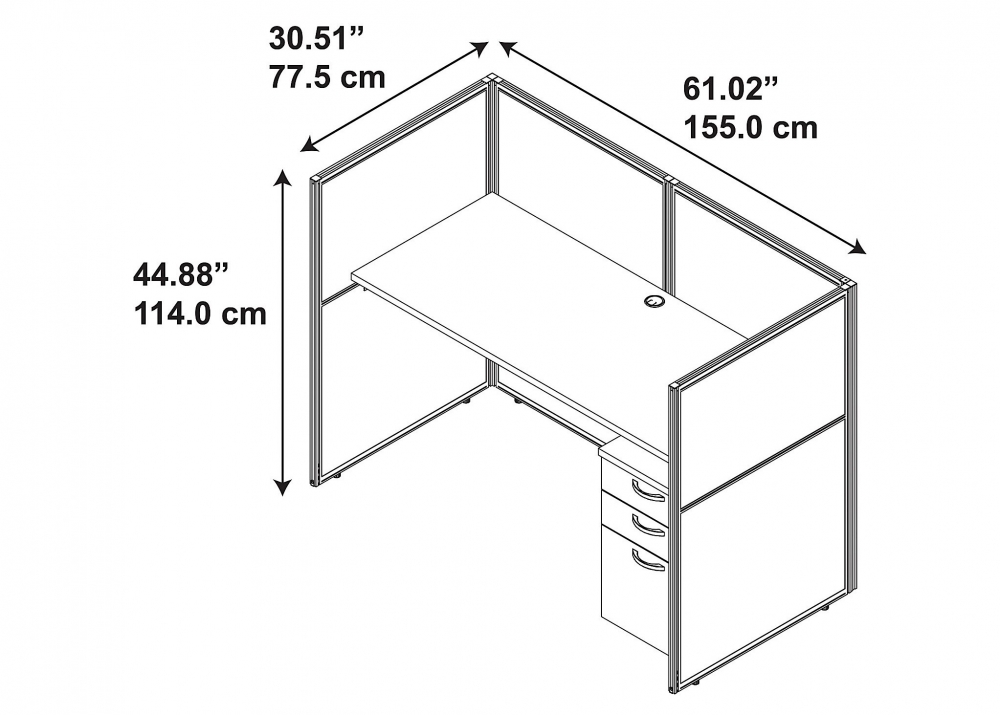 Office workstation furniture 3d dimensions