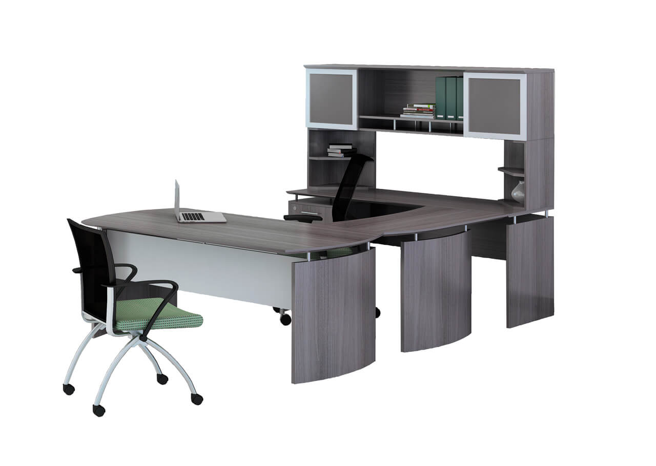 U shaped desk with hutch CUB MNT 33 LGS YAM