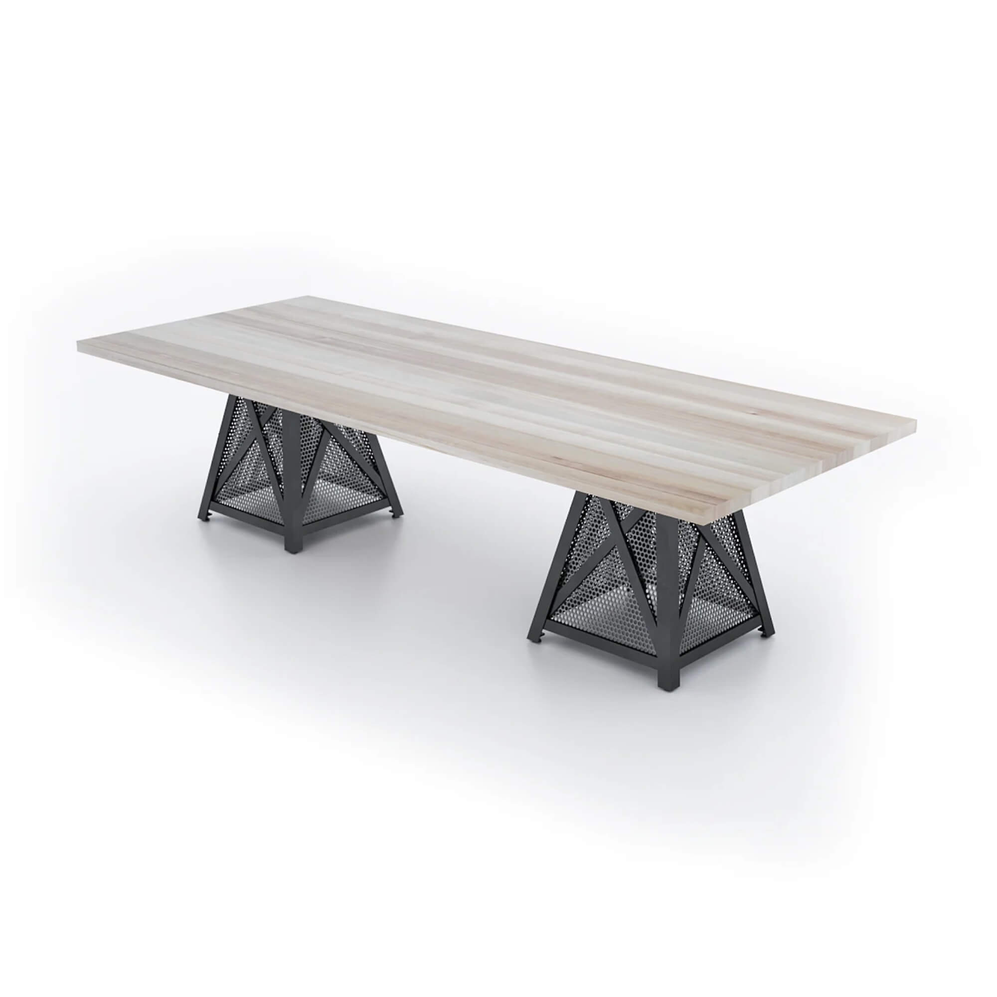 Conference room tables conference table id3 industrial conference table white wash angle view