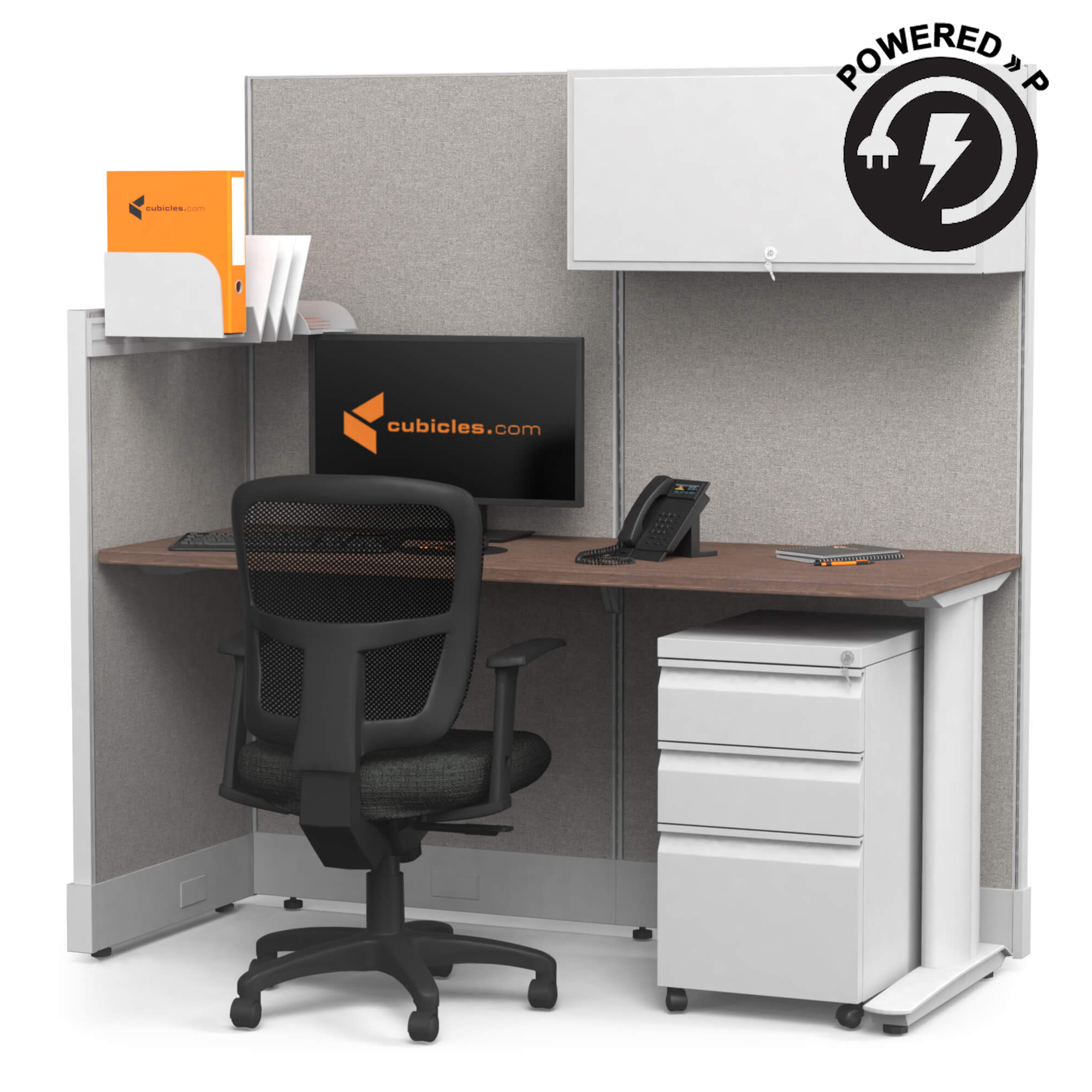 Office Cubicles Powered - Cubicle Desk Straight with Storage 1pack Powered