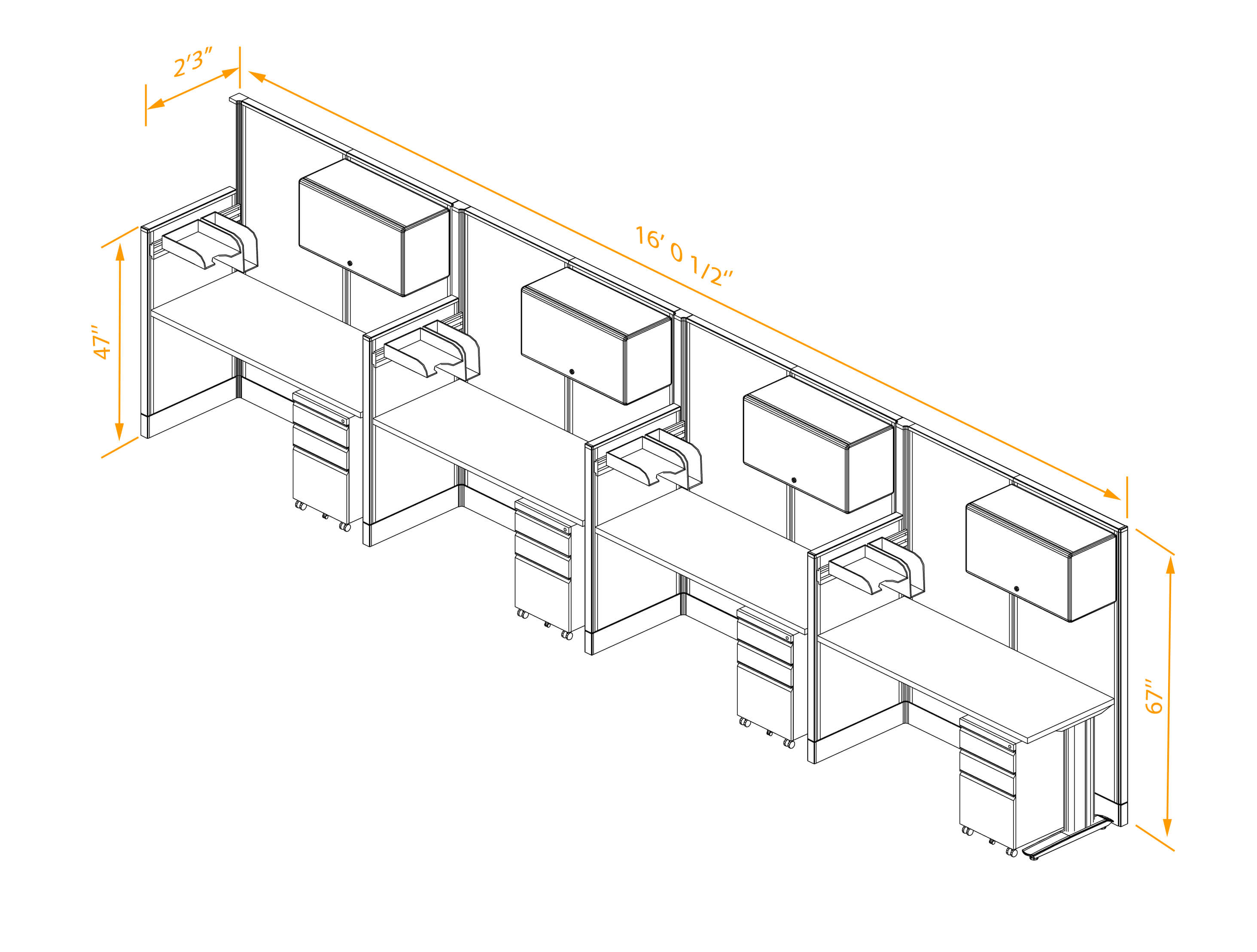 Office Cubicles Non Powered - Cubicle Desk Straight with Storage 4pack ...