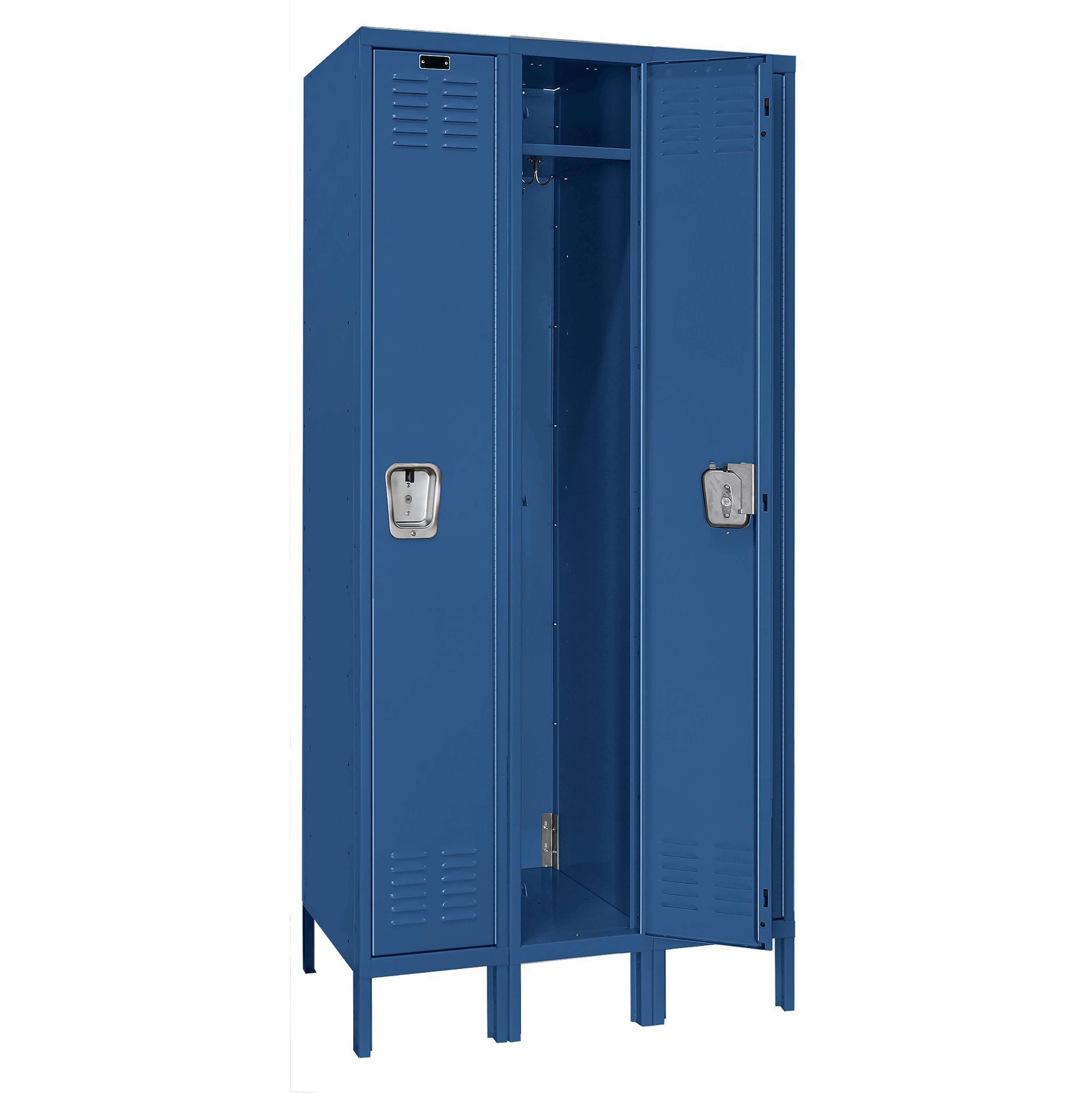 Employee lockers metal lockers patriot series wardrobe lockers 3w 1t marine blue open angle view 0