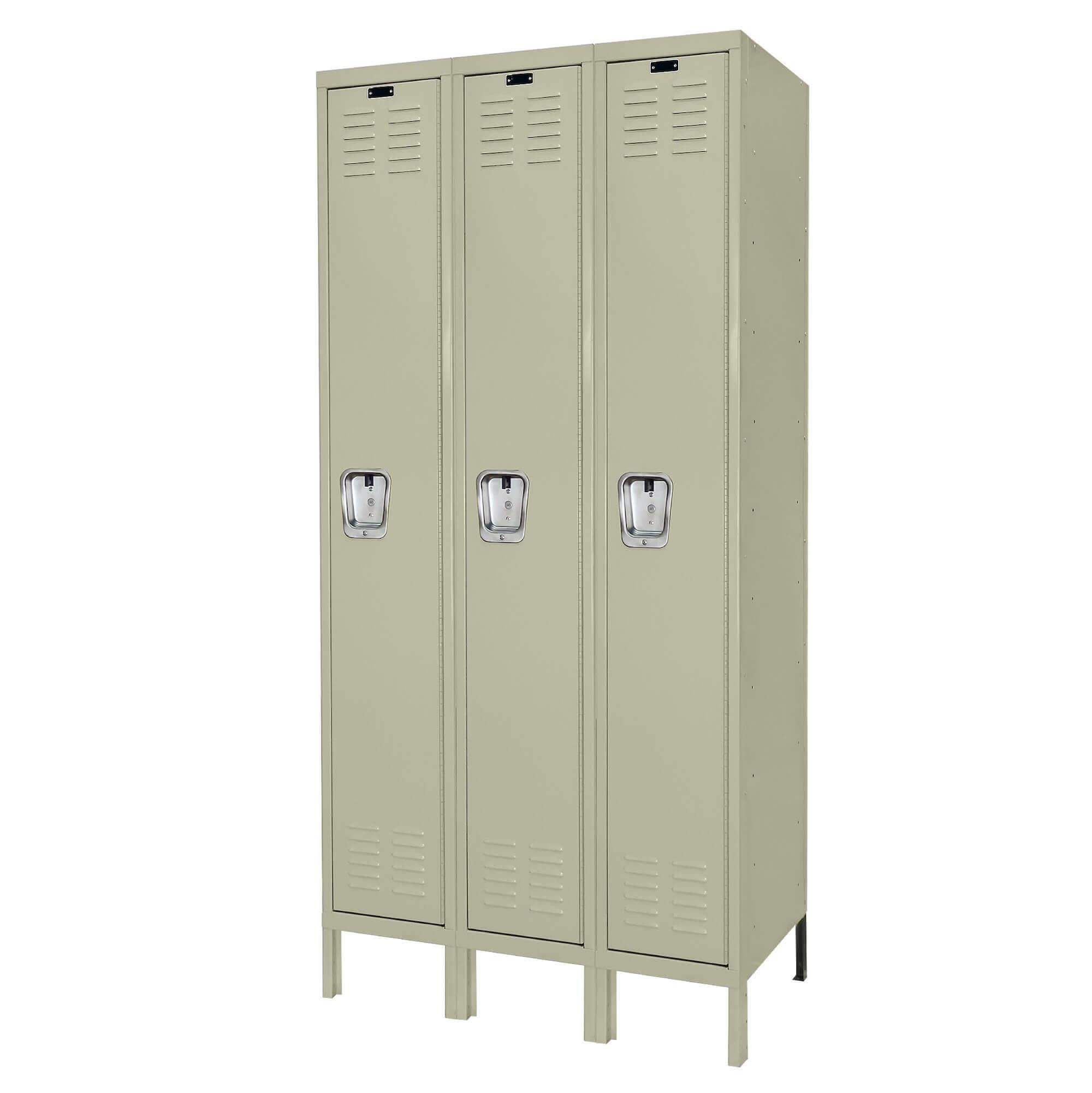 Employee lockers metal lockers patriot series wardrobe lockers 3w 1t tan angle view