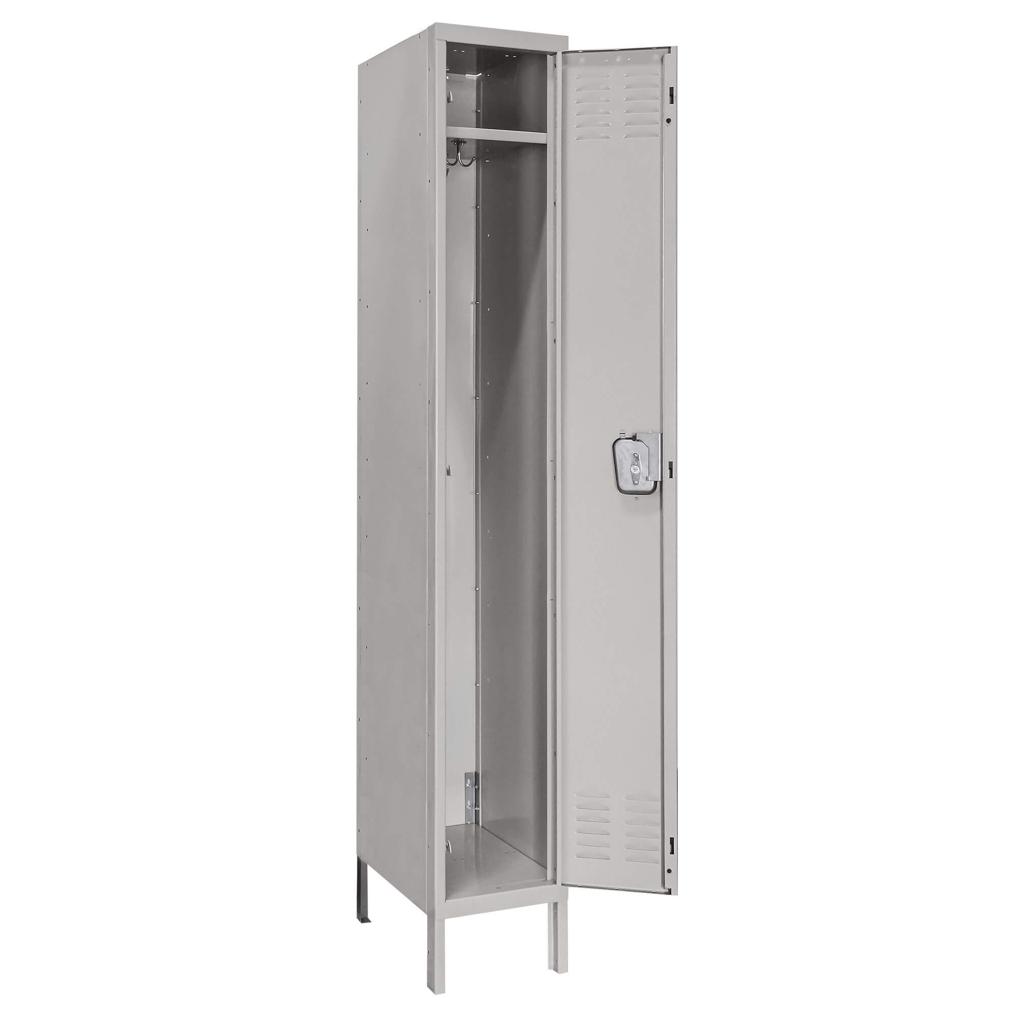 Employee lockers metal lockers wardrobe lockers 1w 1t light gray open angle view b
