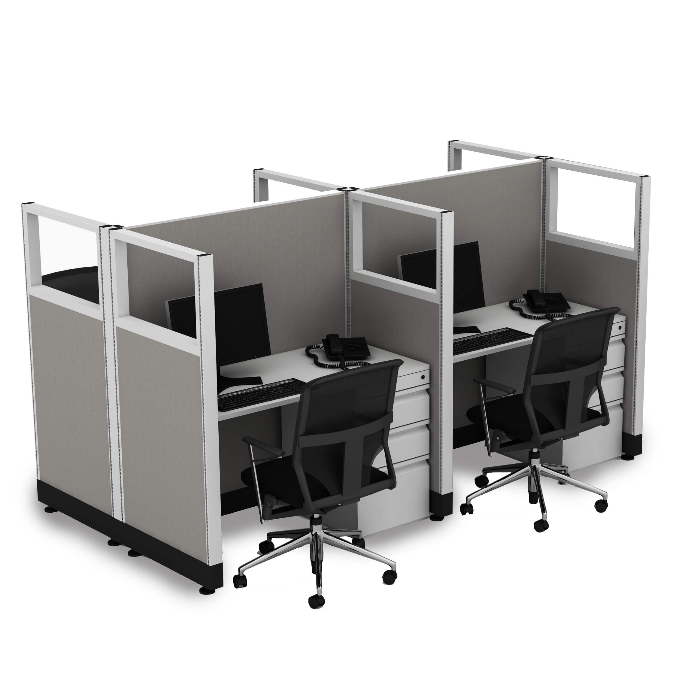 Hot Desk 53H Integrated Power - Cubicle Workstations 53H 4pack Cluster ...