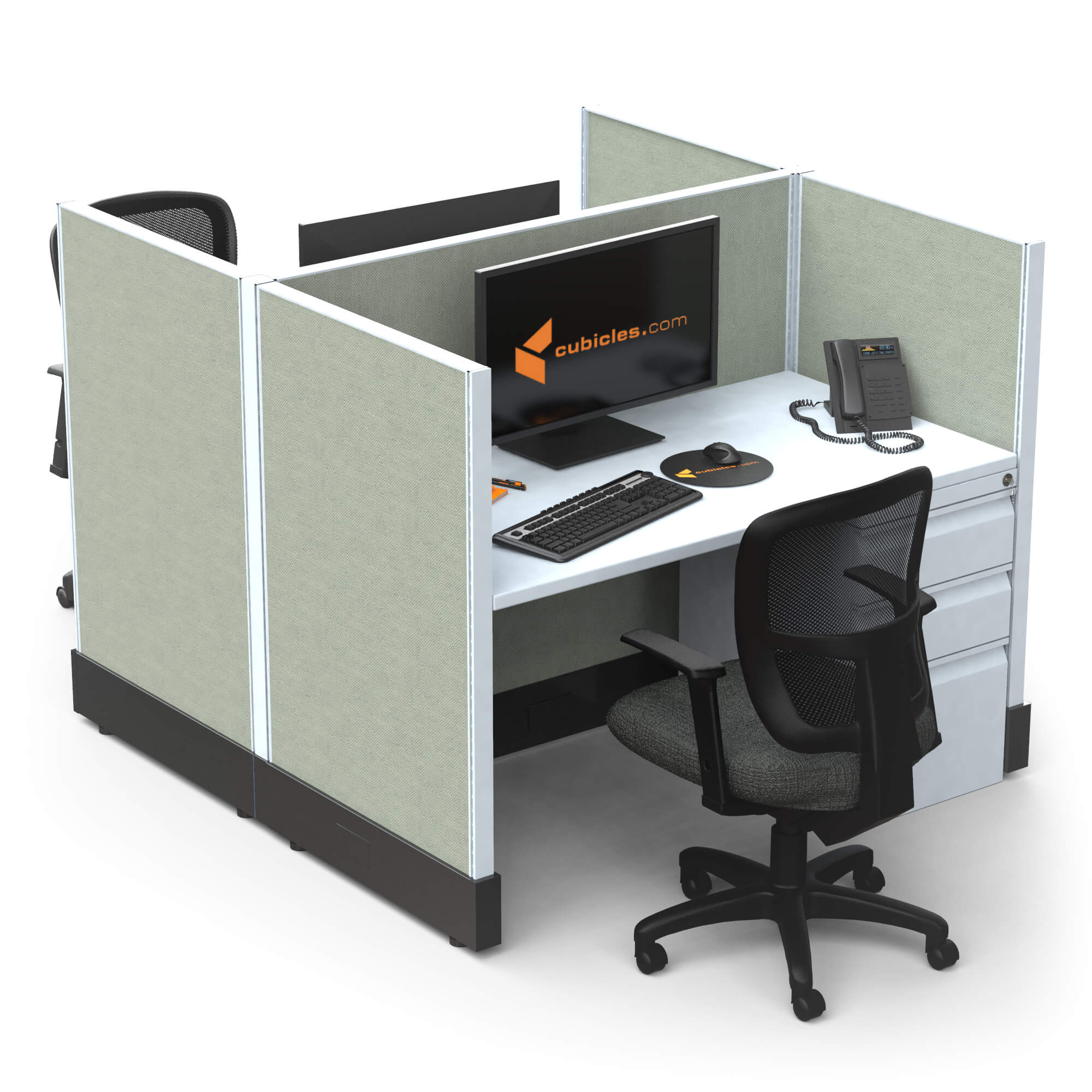 Office Hoteling 39 High Unpowered - Small Office Cubicles 39H 2pack Cluster  Unpowered