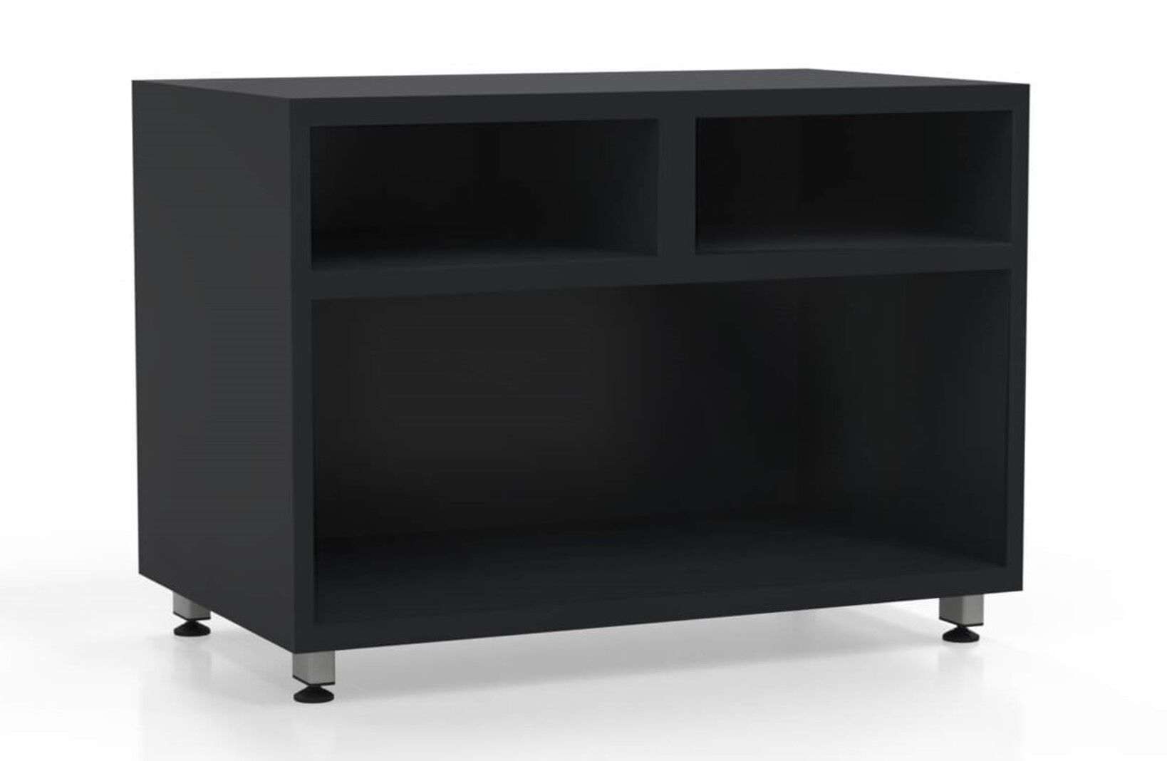 L shaped work desk open storage cabinet raven_preview