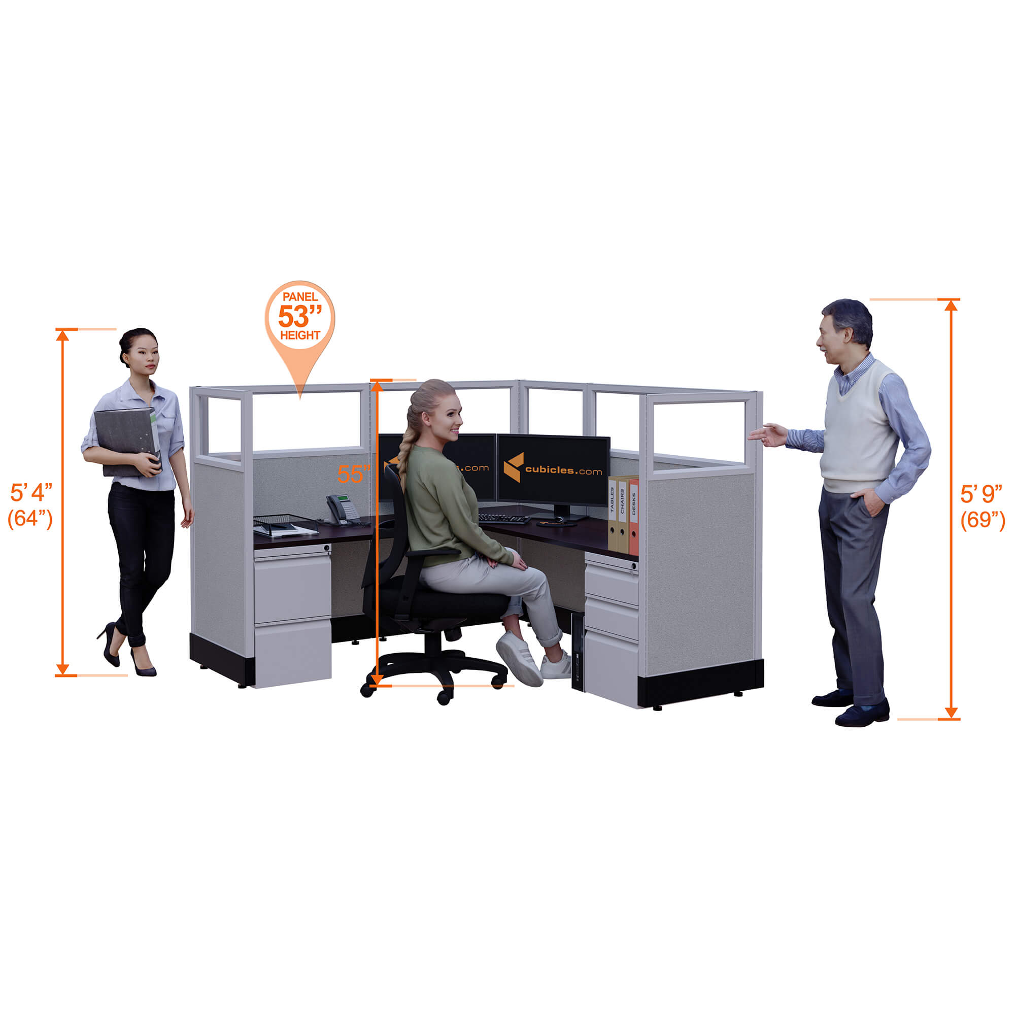 Modular Furniture 53h With Glass Panels Powered Glass Office Cubicles 53h Single Powered 7821